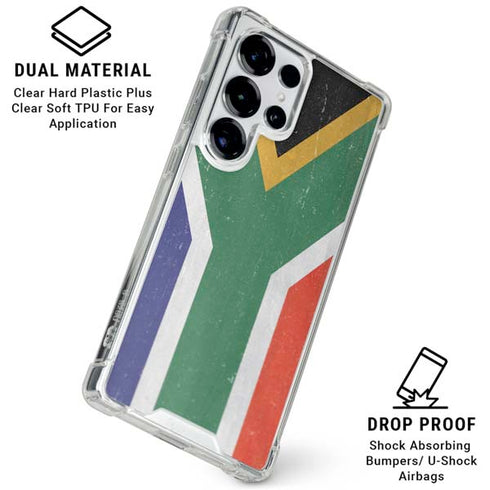 South Africa Flag Distressed Galaxy S25 Ultra Clear Case